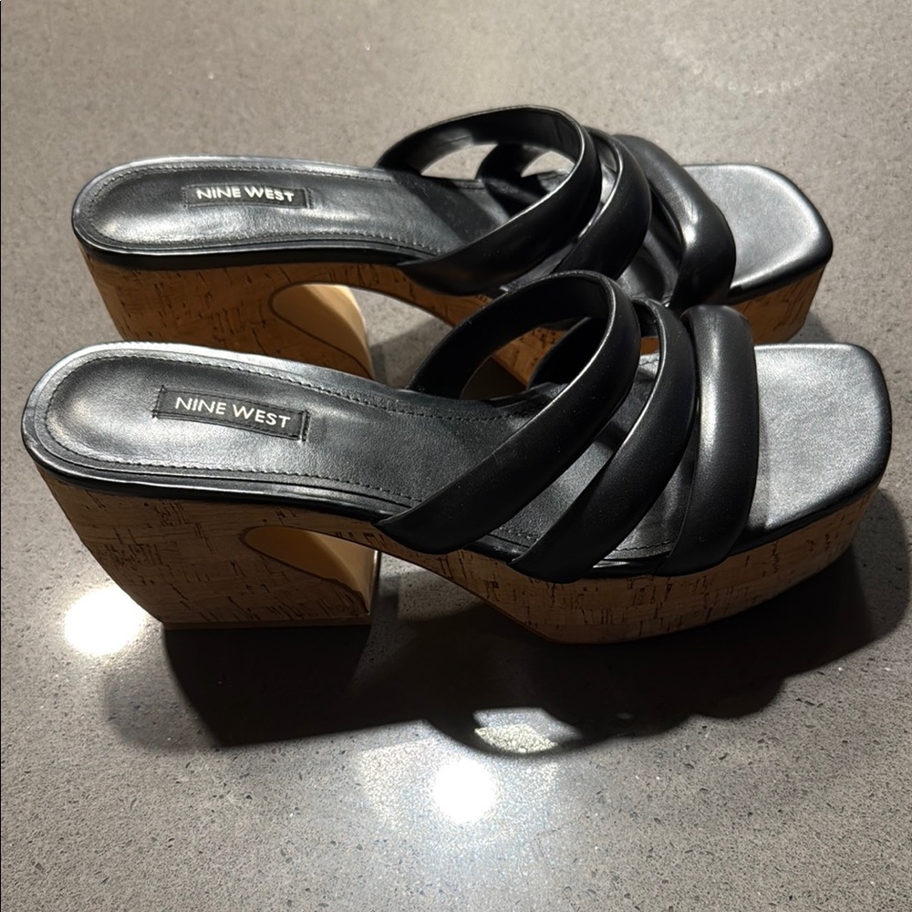 Nine West Black Platform Sandals
